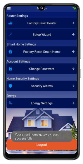 Factory reset smart home successful